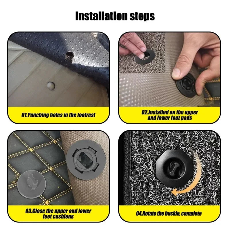 Car Floor Mat Clips Holder Grip Carpet Fixing Clamp Buckle Double Layer fFoot Pad Rotary Fastener Anti Skid Retainer Resistant