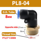 PL Push to Connect Tube Fitting Male Elbow PL4/6/8/10/12mm Tube OD x M5/01/02/03/04 Thread Pneumatic Air Push Fit Lock Fitting