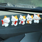 5/7pcs Mini Lucky Cat Car Ornaments Cute Simple Fortune Cat Figurines Realistic Lovely Micro Landscape Ornament Garden Landscape