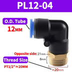 PL Push to Connect Tube Fitting Male Elbow PL4/6/8/10/12mm Tube OD x M5/01/02/03/04 Thread Pneumatic Air Push Fit Lock Fitting