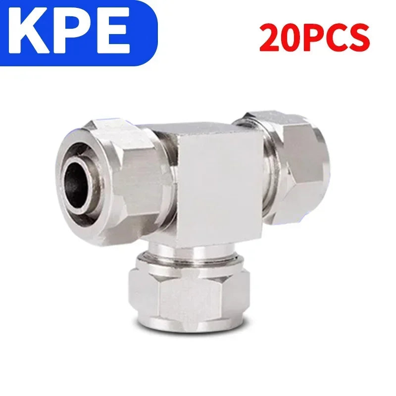 Pneumatic Push-In Fitting Set, Copper Nickel Plated Air Hose Connectors for 4mm–16mm Tube (KPU KPV KPE KPZA KPM)