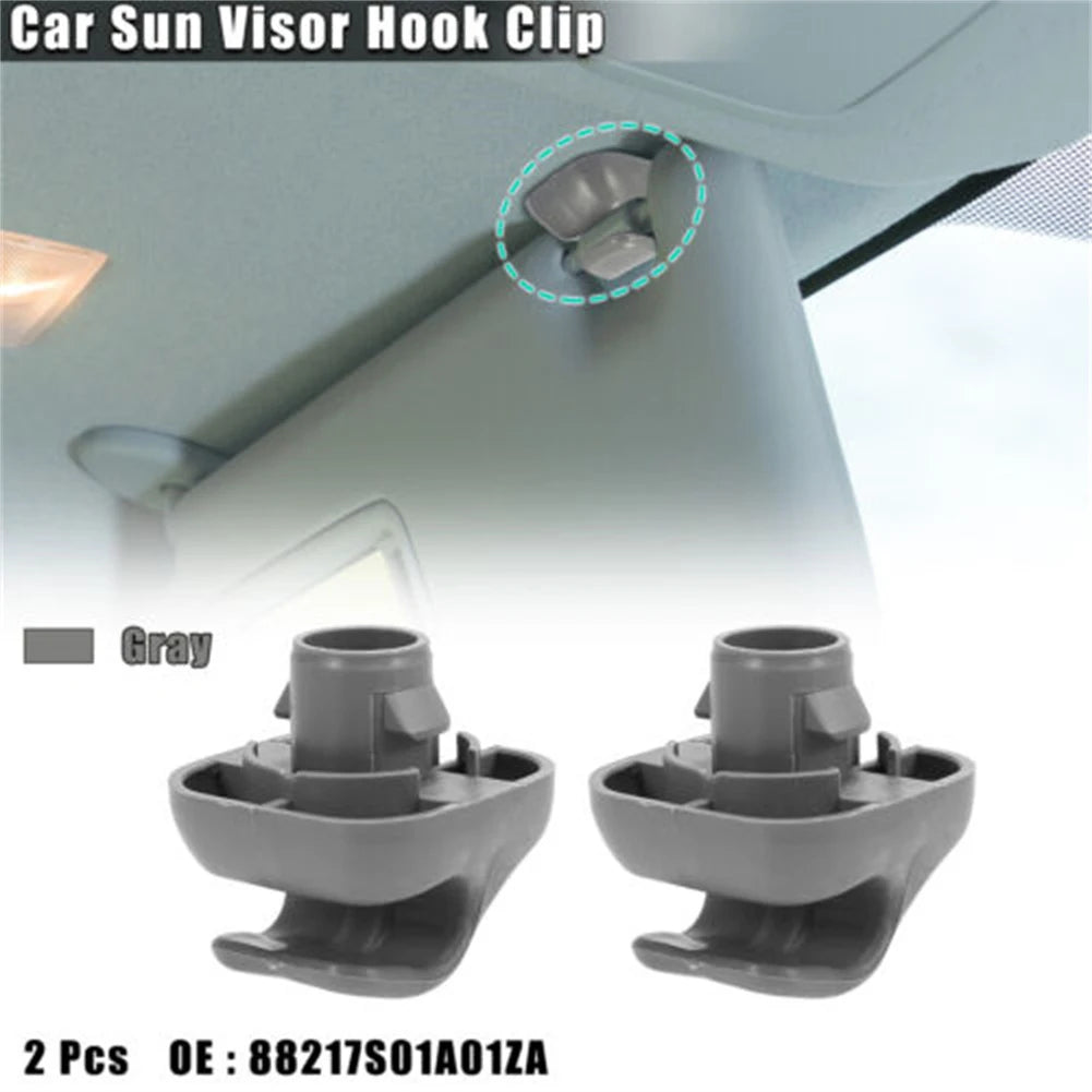 2Pcs Car Sun Visor Hook Clip Retainer For Honda For Civic Car Sun Visor Clip Gray Interior Hanger Hook Clip Bracket