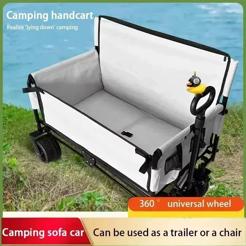 Collapsible Folding Utility Beach Cart Wagon Heavy Duty Large Capacity Fold Wagon Ourdoor Trolley Portable Garden Camping Cart