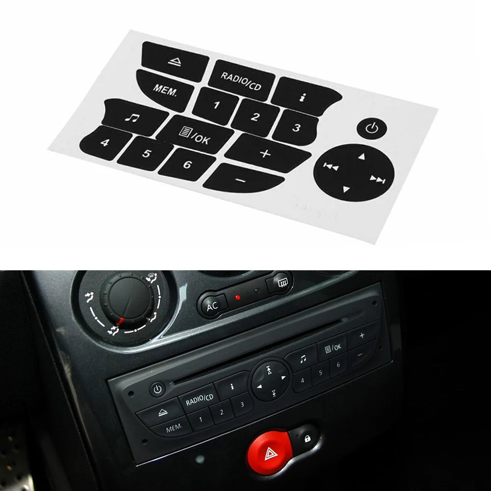 Car Audio Button Repair Sticker For Renault Clio 2009-2011 For Renault Megane 2009-2011 Repair Decal Stickers Accessories