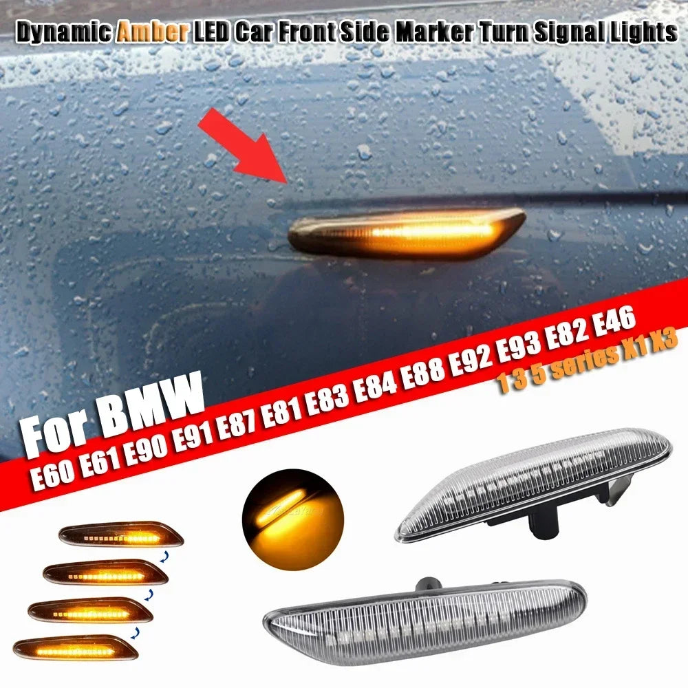 1 Pair Car Dynamic Turn Signal Light LED Side Marker Lamp For BMW E46 E90 E87 X3 E83 X1 E84 X5 E53 E91 E92 E60 E61 E81 E82 E88