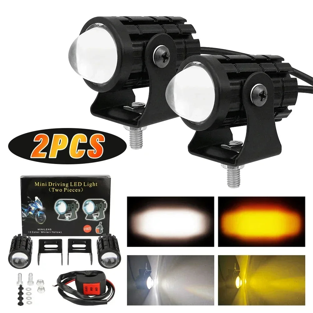 Motorcycle Mini Driving Light Dual Colo for Headlight Auxiliary Spotlight Lamp R ATV Scooter Moto Fog Light Accessorie 12V Amagi