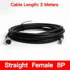 2m M8 Sensor Connector Cable, Straight & Right Angle Options, Male/Female, 3/4/5/6/8 Pin, Waterproof Molded Plug for Industry
