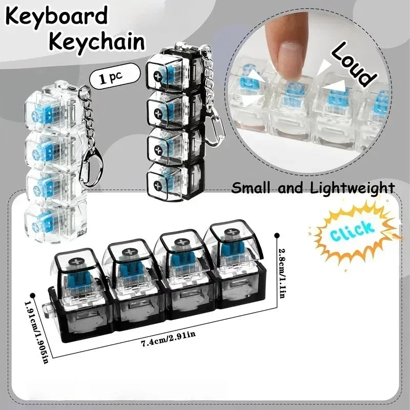Keyboard Keychain Light Up Keyboard Keychain Stress Relief Clickable 4LEDs Button Toy for People with Anxiety Desk Decor Amagi
