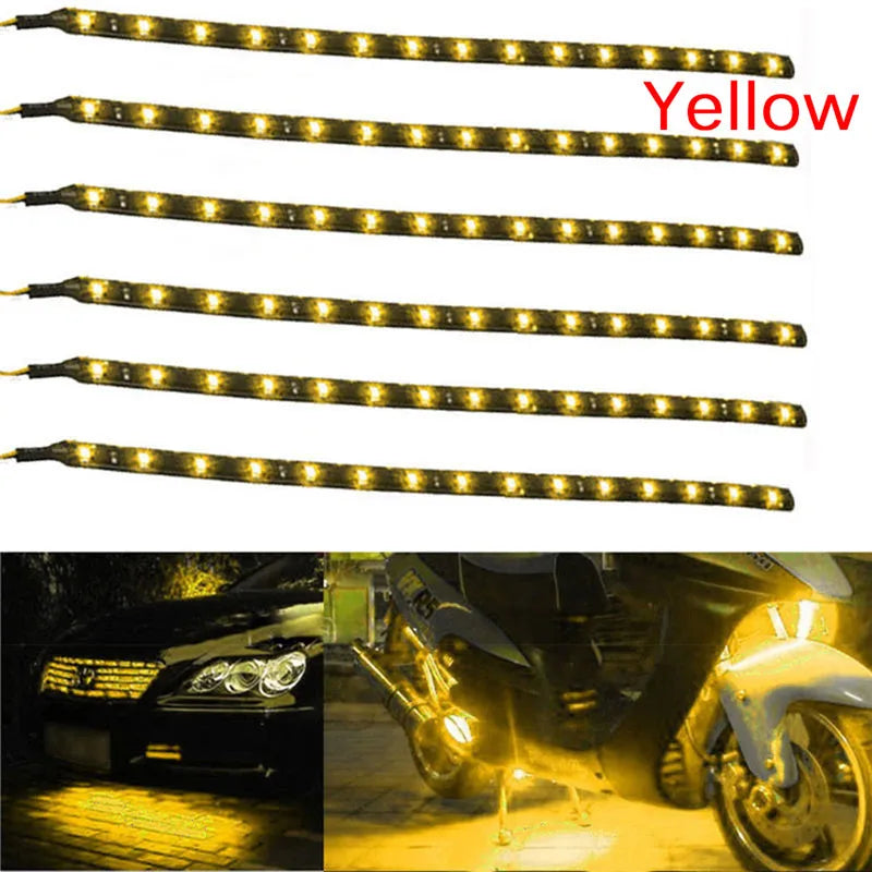 2/6PCS Waterproof DC 12V Motor LED Strip SMD Underbody Decorative strip Light For Car Motorcycle Beautiful Decorative Soft Light
