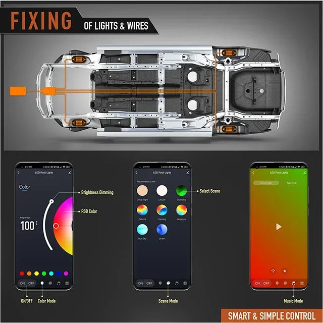 Rock Lights For Trucks 4/6/8/10 Pods RGB LED Rock Lights With APP/Remote Control Music Mode For Pickup Off Road RZR SUV ATV New