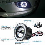 Hot 1Pcs 2.5'' 15W Car White COB LED Projector Angel Eyes Blue Ring DRL Fog Light Lamp