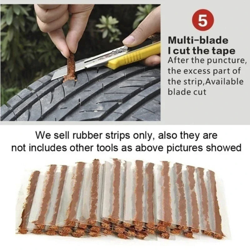 5-50pcs Car Tire Repair Strip Motorcycle Tubeless Tyre Wheels Puncture Plug Seal Tape Repair Tools Auto Vacuum Tire Rubber Strip