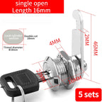 Cabinet Cam Lock Set, 5 Pack Two-Sided Keyed Alike 16MM-30MM Cylinder Cam Locks Secure Mailbox File Drawer Compartment Lock