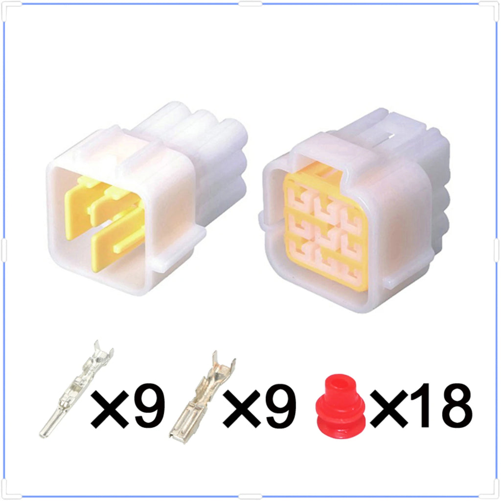 9 Pin Connector Waterproof 2.3 mm Male Female Connector Wiring Harness  Cable Plug FW-C-9M-W FW-C-9F-W Terminal White Black