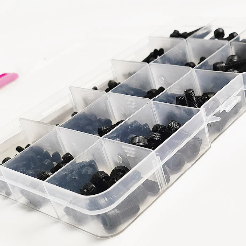 Grade 12.9 Carbon Steel Socket Head Cap Screws Kit, M3 M4 M5 M6 M8 Assortment, High Tensile Hex Bolts, Rust Resistant, Allen Key