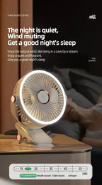Rechargeable Desktop and Clip on LED Light Fan with Circulating Air Fan, 2000mAh, Portable Wireless Mobile Ceiling Fan Amagi