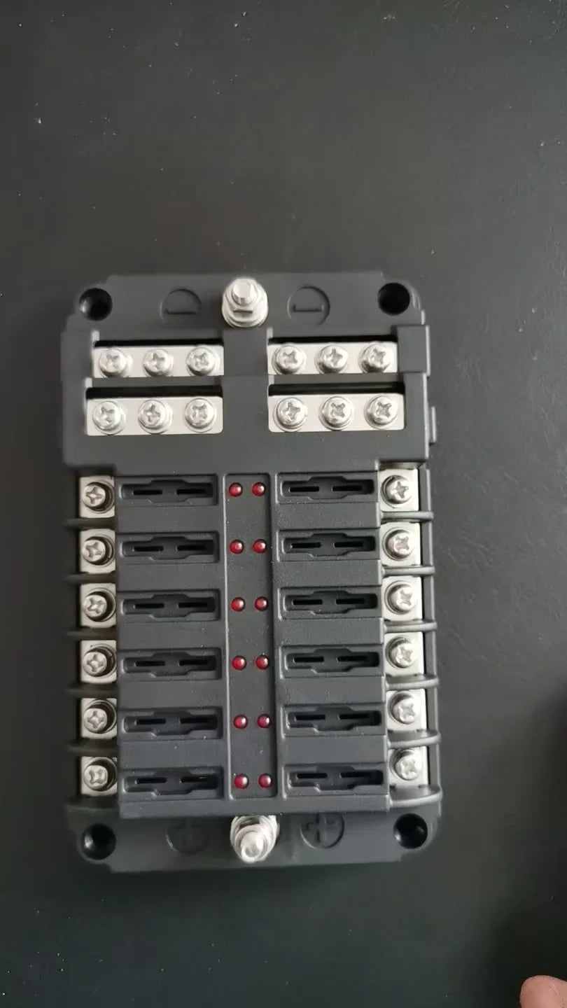 Fuse Box 6 Way Blade Fuse Block Holder Waterproof M5 Stud With LED Indicator Light For Auto Car Boat Turck Marine 12V 32V Amagi