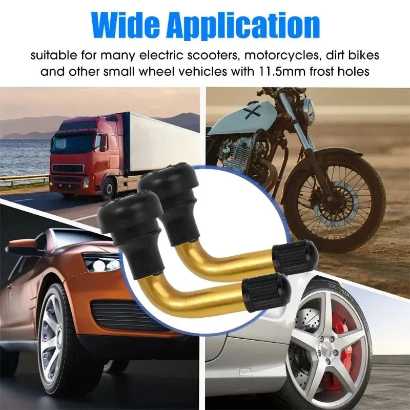 Motorcycle 45° Bent Type Valve Stem for Bike Tubeless Tire Rubber PVR Aluminum Alloy Anti-Corrosion Car Tire Repair Parts 2-4PCS