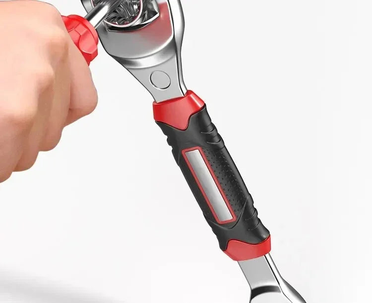 52-in-1 Car Tools Multifunctional Socket Wrench Set Metric 8-19mm SAE 5/16"-3/4 Non-Slip Handle 360 Degree Swivel Head Universal