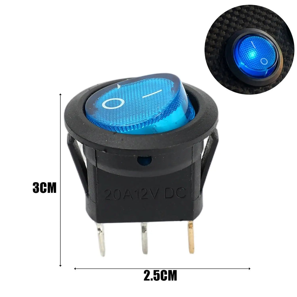 Round Boat Rocker Switch with LED On/Off 3-Pin 2-Position Snap 20A 12V Red LED for Marine Motorcycle Switches DIY Replacement
