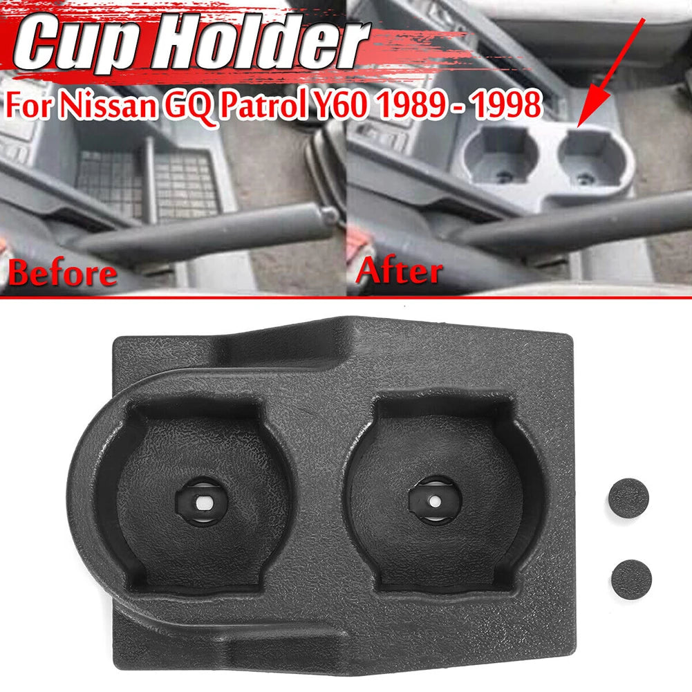 Carbon Fiber Black Car Center Console Water Cup Holder For Nissan GQ Patrol Y60 1989 To 1998 Front Console Dual Cup Holder