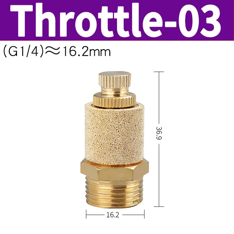 Air Fittings Brass Control Muffler Compressed Air Pneumatic Exhaust Muffler The Electromagnetic Valve Scarf Connector