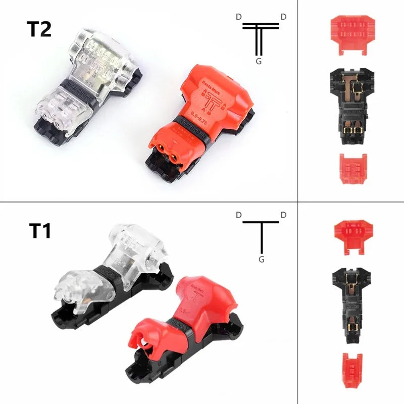 T-Tap Wire Connectors – I & T Type 2-Pin Splice Connector 12V 24V DC 300V AC 18-22AWG