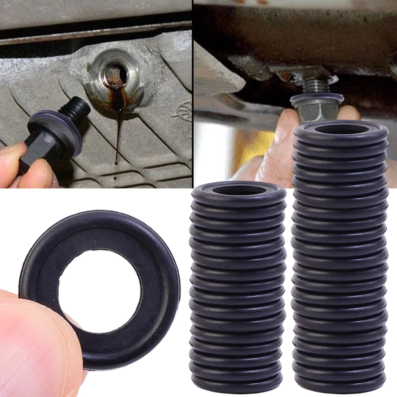 Car Sealing Oil Drain Screw Rubber Plug Gasket M12/M14 Universal Engine Oil Drain Plug Gaskets Auto Accessories 10/20/50/100pcs