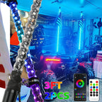 3FT Spiral Whip Lights Remote Control Turn Signal Brake Function Dream-Color Dancing For UTV RZR Can-Am SxS Sand Dune Buggy Truc