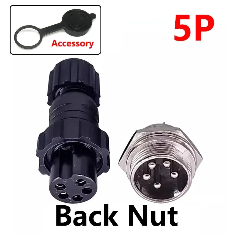 5/20Sets GX16 M16 QL16 16MM Aviation Plug&Socket:Male Female Docking Back Nut Panel Mounted Connector with 2/3/4/5/6/7/8/9 Pins