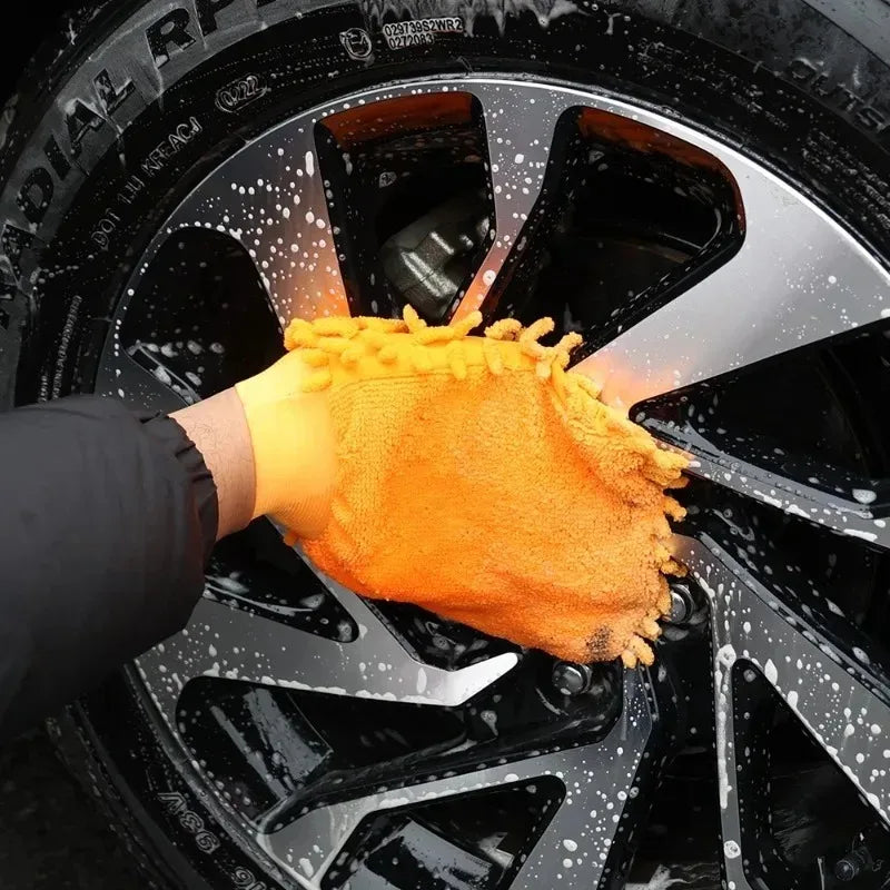 1/3/5PCS Microfiber Car Wash Double-faced Glove Soft Mesh Random Color Detailing Chenille Waterproof Mitt Car Cleaning Tool