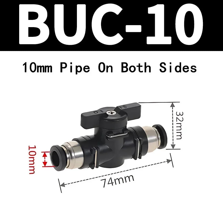BUC Pneumatic Manual Valve - Straight Head Quick Coupling Steering Switch Manual Ball Valve for Air Hose (4mm,6mm,8mm,10mm,12mm)