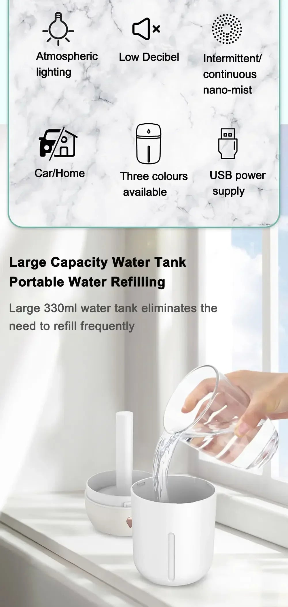 USB Humidifier Atomizer Aroma Oil Diffuser Mute 220 Ml Air Humidifier with Night Lamp for Car Bedroom Cool Mist Sprayer Amagi