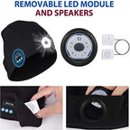 LED Lighted Beanie Hat USB Rechargeable Unisex Warm Winter Knitted Cap Headlamp Flashlight For Night Running Cycling Amagi