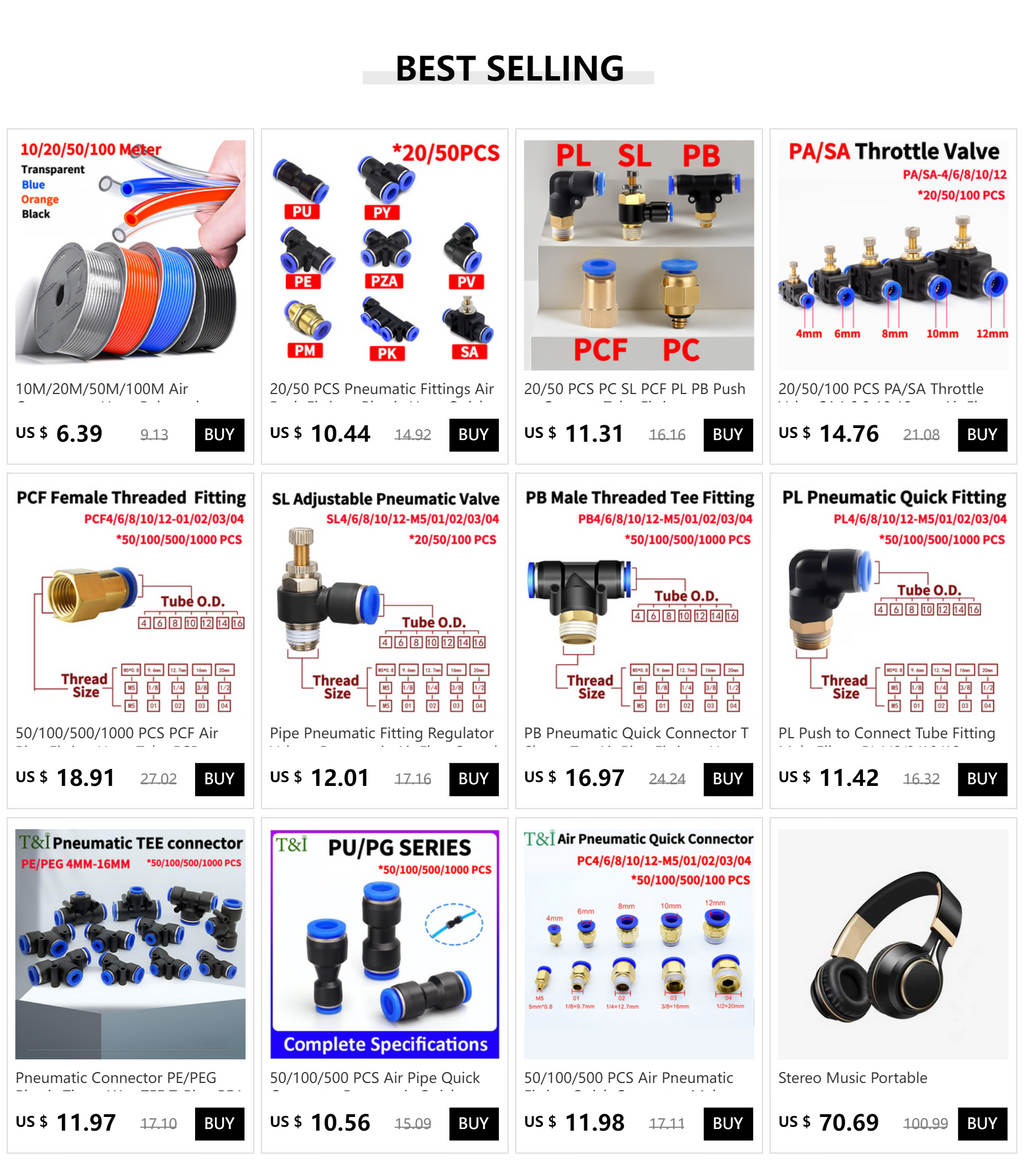 20/100/500/1000 PCS PP PPF Nylon Pneumatic Blanking Plug Hose Tube Push Fit Connector Air Line 4mm 6mm 8mm 10mm 12mm 16mm