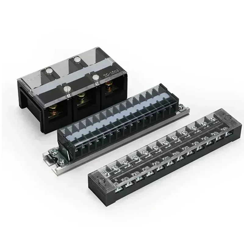 15A/25A/45A 600V Dual Row Barrier Terminal Block TB Series (3-12 Positions) Screw Connector for Electrical Panels TB1503 TB2512