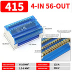 UK207 UK211 UK215 UK407 UK411 UK415 DIN Rail Terminal Block 125A Electrical Junction Box 1 In 2/4/6 Out Distribution Box