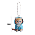 Acrylic Cat Pendant Key Chain 2D Flat Kitten Hanging Keychain Lifelike Kitten Bag Pendent Cartoon Animal Keyring Accessories
