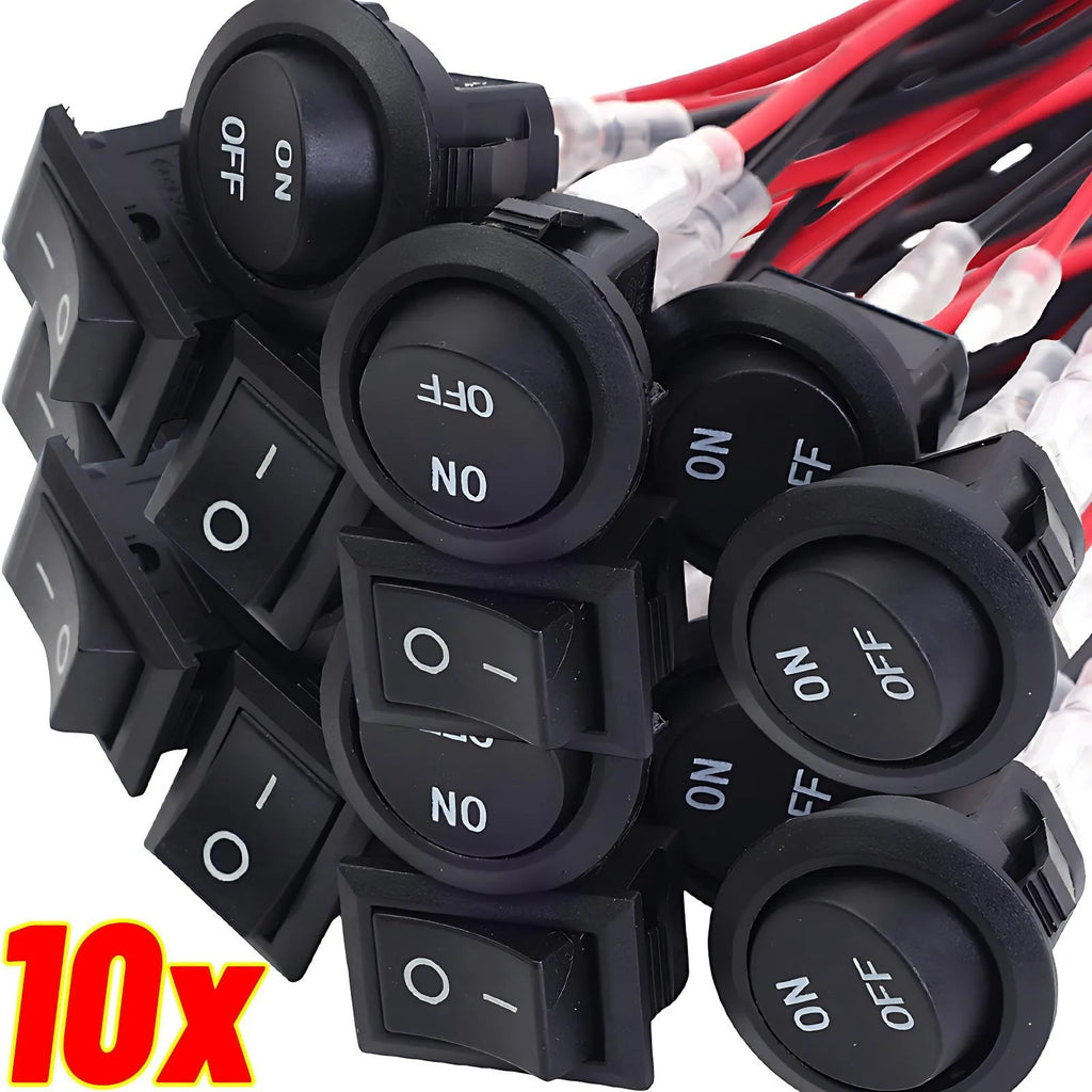10/1Pcs Round Rocker Switch ON/Off SPST 2Pin Latching Toggle Switch Snap Boat Car Round Switches Pre-Wired 6A/250V 10A/125V