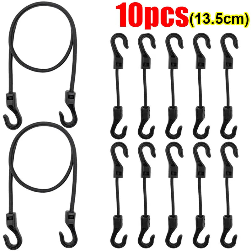 Heavy Duty Bungee Cords with Hooks Elastic Tie Down Straps for Car Roof Rack Motorcycle Luggage Cargo Net Camping Tent Rope