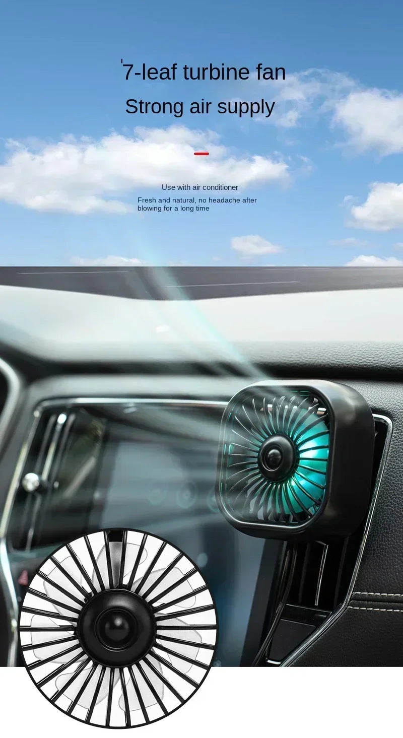 Mini Car Air Outlet Cooling Fan Adjustment Powerful USB Light Creative Low Noise Multi-function Mini Interior Fan Cooler Amagi