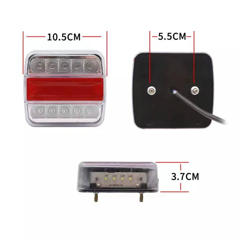 2Pcs Rear Submersible Trailer Tail Lights Kit Boat Marker Truck Waterproof Campers Trailer Taillights