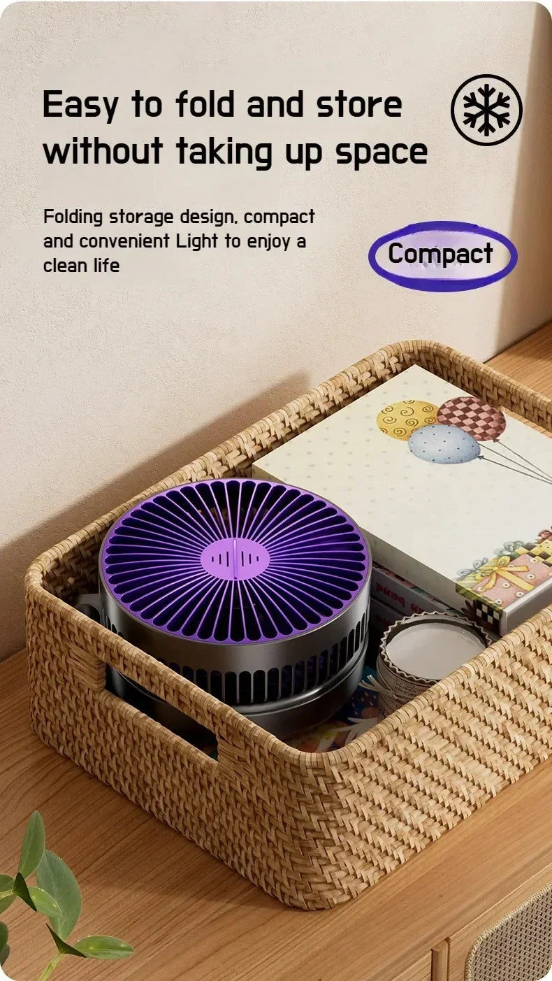 Foldable Desktop Fan Mini Wall-Mounted Car With Warm Night Light Rechargeable 4 Gears Adjustable Portable Air Circulation Amagi