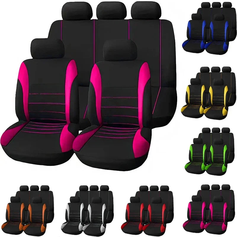 Auto Parts Car Seat Cover Polyester Fabric 5 Piece Set Four Season Universal Airbag Safe Truck Van Front/Rear Cushion amagi