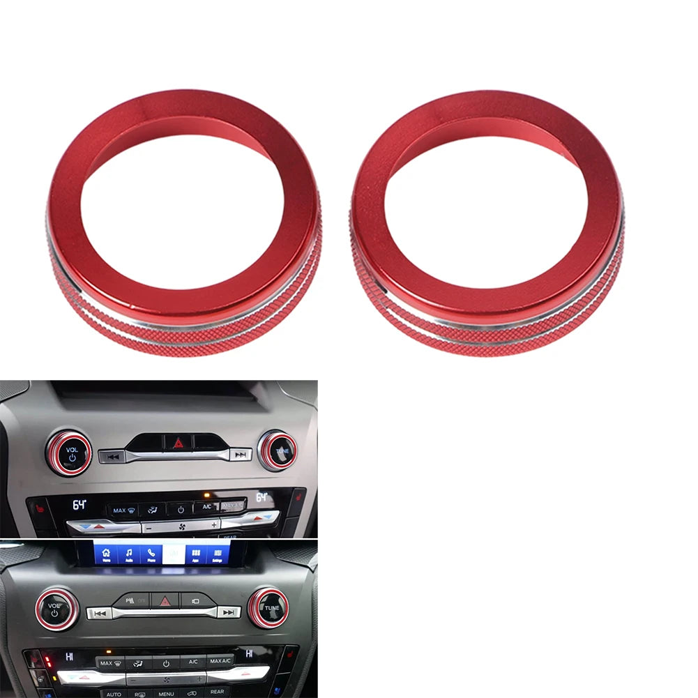 2pc AC Volume Control Switch Knob Trim Cover Ring For Ford For Explorer 2020-2025 Volume Knob Cover Switch Trim Car Styling Trim