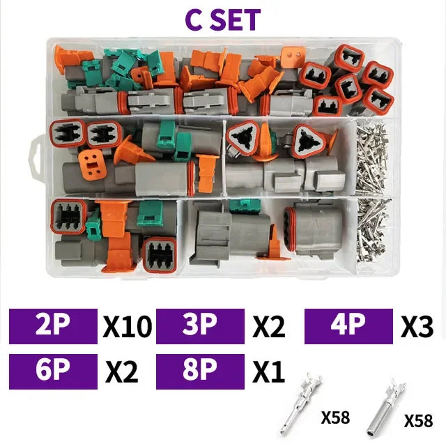 DT Series Deutsch Waterproof Connector Kit Repair Tool Portable Box Suit DT06-2/3/4/6/8/12S DT04-2/3/4/6/8/12P Terminal & Pliers