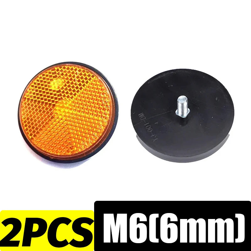 Round Motorcycle Reflector M6 Mounting Screw Night Warning Board for Dirt Bike Electric Scooter Bicycle Rear Tail Safety Lamp