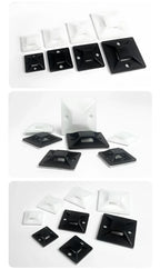 250/500/1000PCS Self-Adhesive Cable Tie Mounts, Strong Sticky Base Wire Holder Clips for Wall Fixing, Cable Routing Management