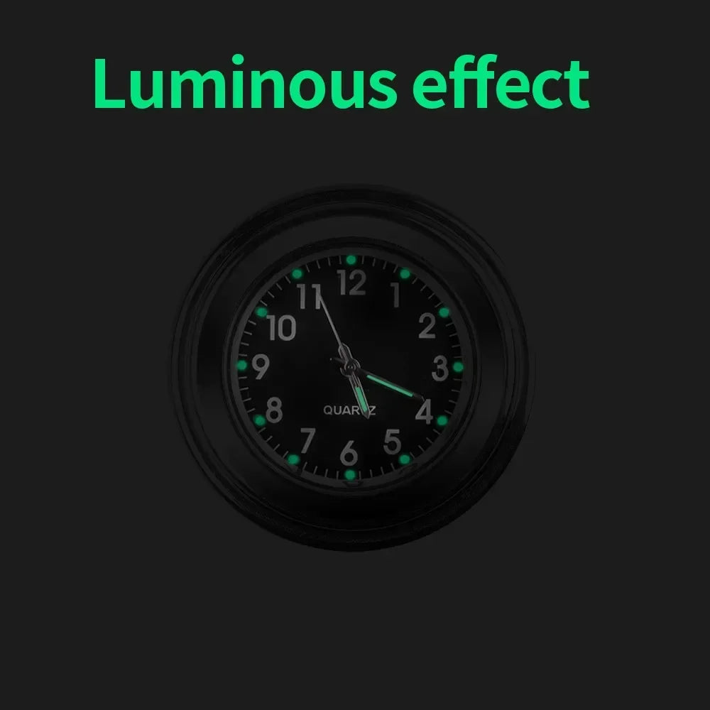Universal 7/8 "Waterproof Chrome Motorcycle Bike Handlebar Mount Quartz Clock Watch Aluminum Luminous Clock Moto Black Amagi