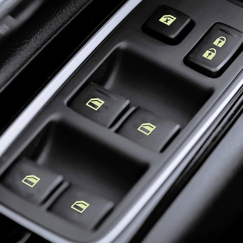 Luminous Car Window Button Sticker Night Glowing Lifting Switch Safety Decoration Stickers Door Window Lifter Switch Decals